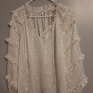 Express Large Ruffle Sleeved Polka Dot Blouse